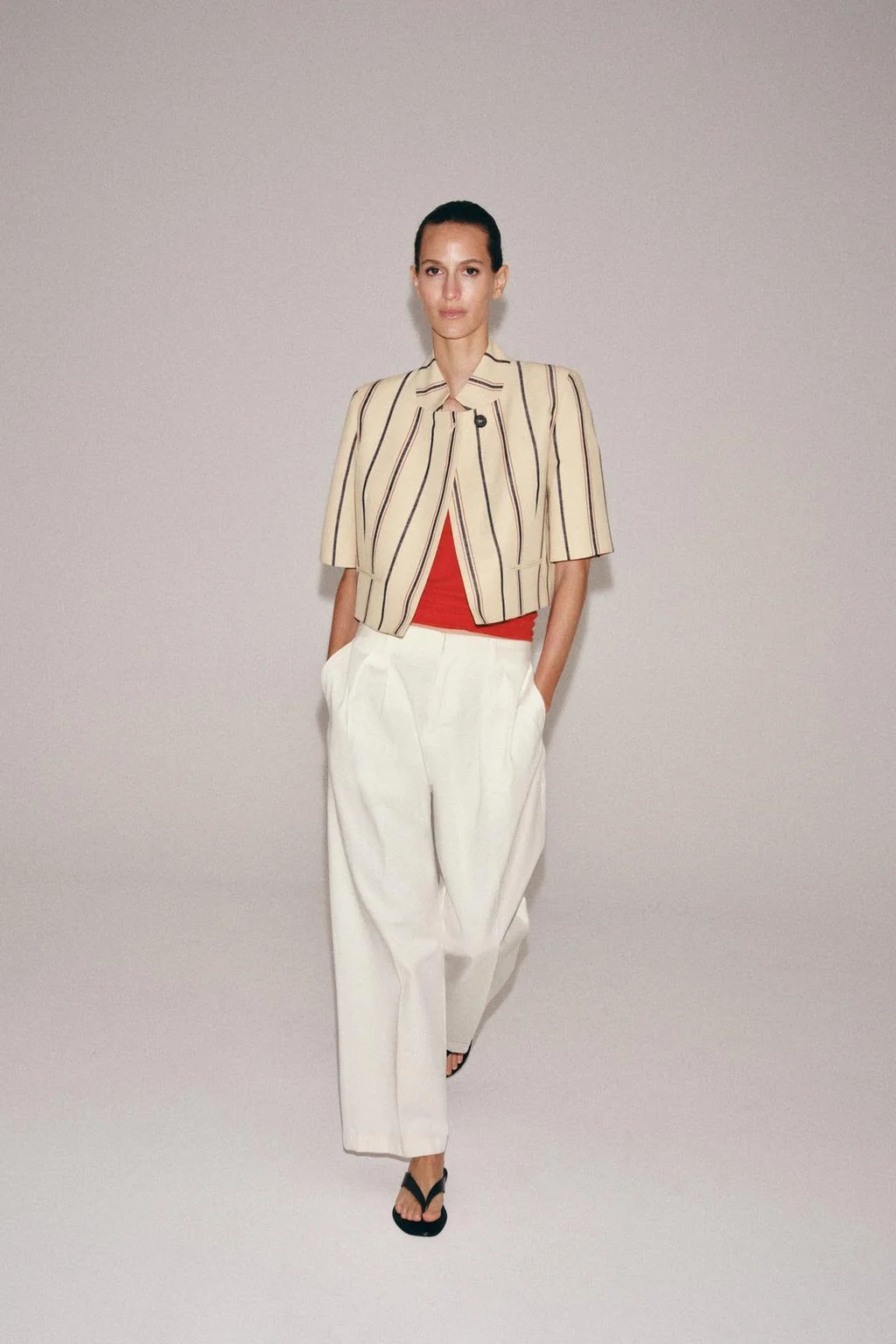 ZW COLLECTION CROPPED STRIPED BLAZER