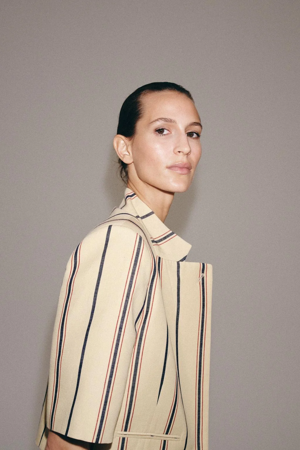ZW COLLECTION CROPPED STRIPED BLAZER