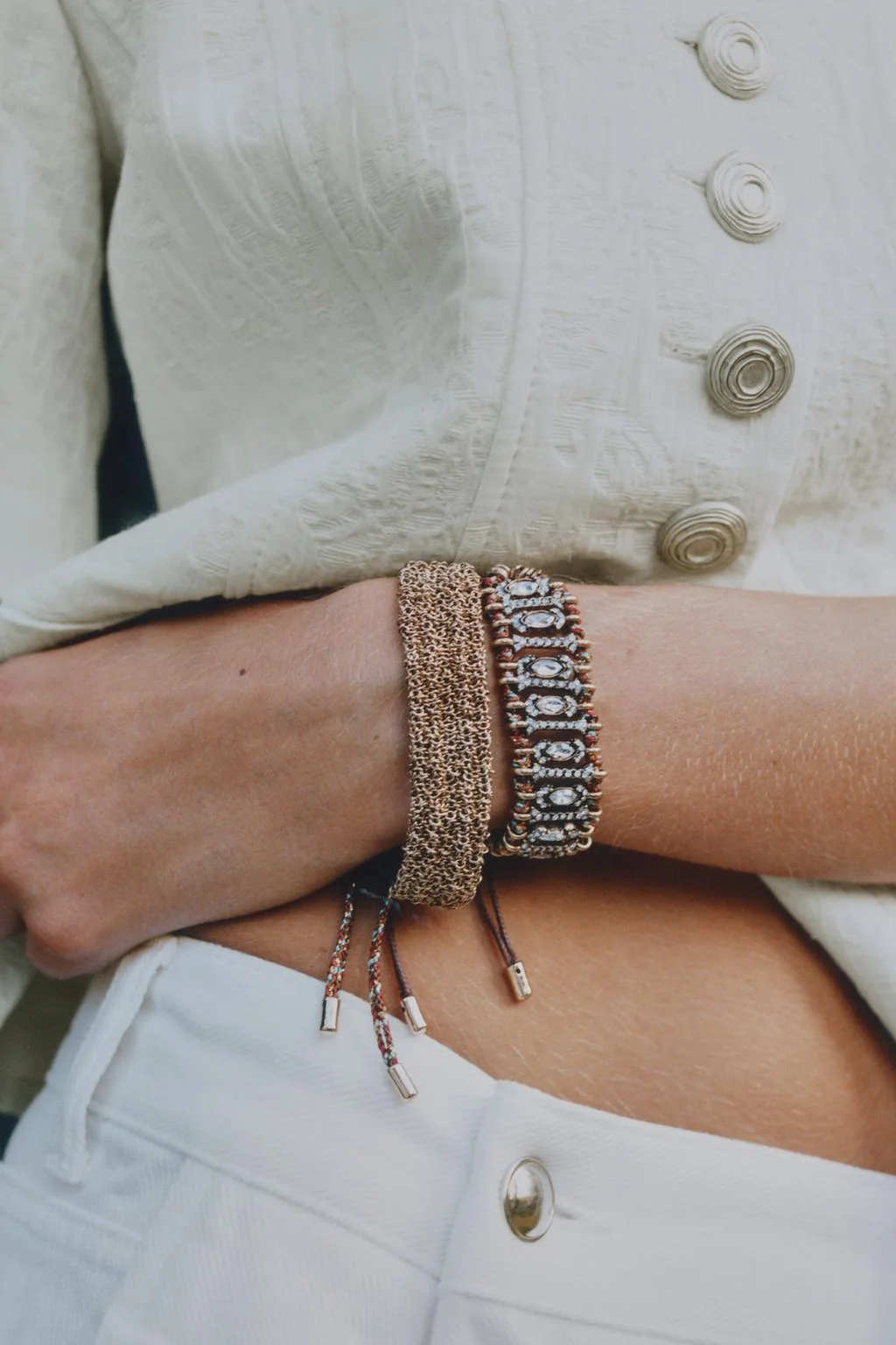 PACK OF 2 MESH AND GEM BRACELETS