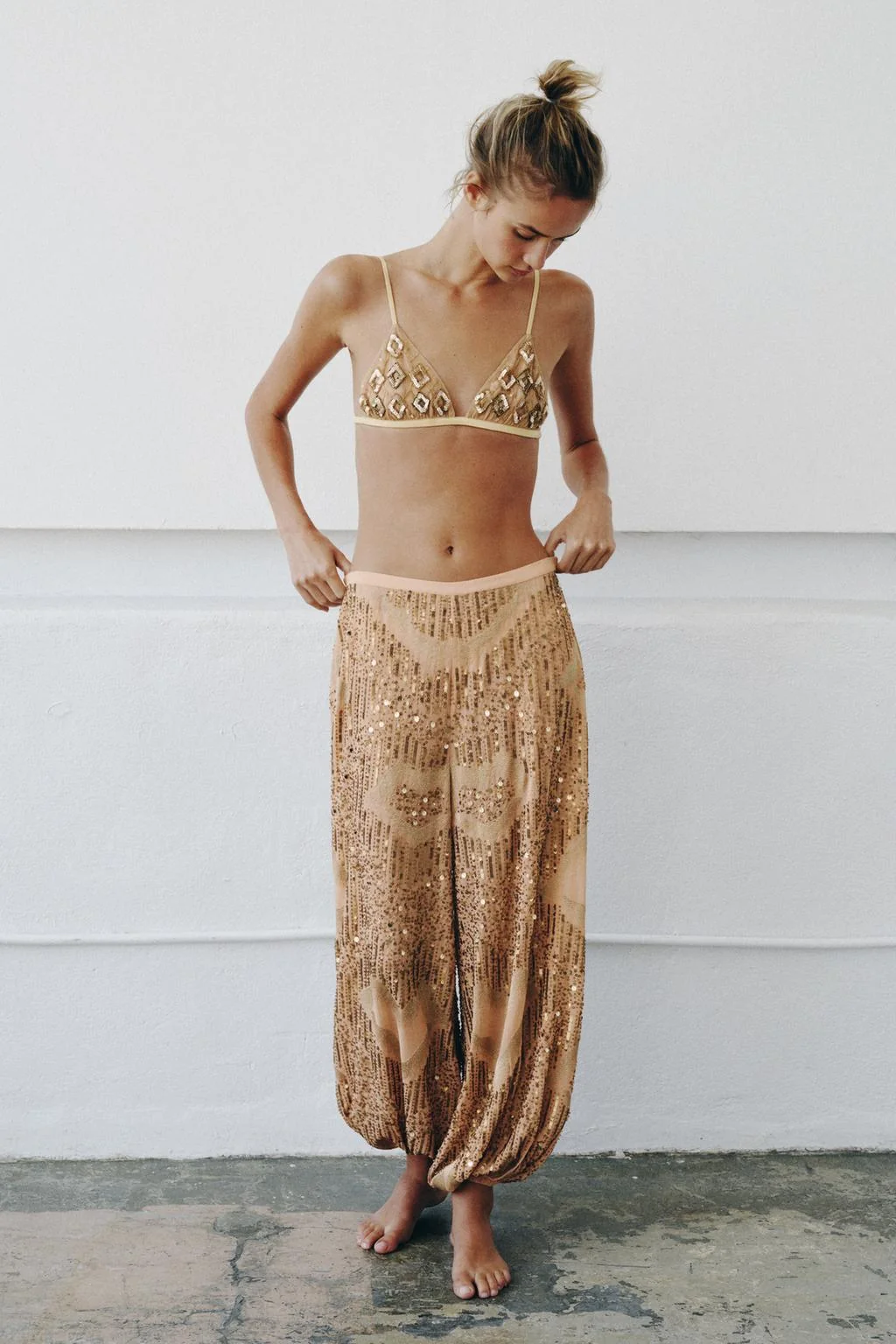 BEADED AND SEQUINNED SAROUEL TROUSERS