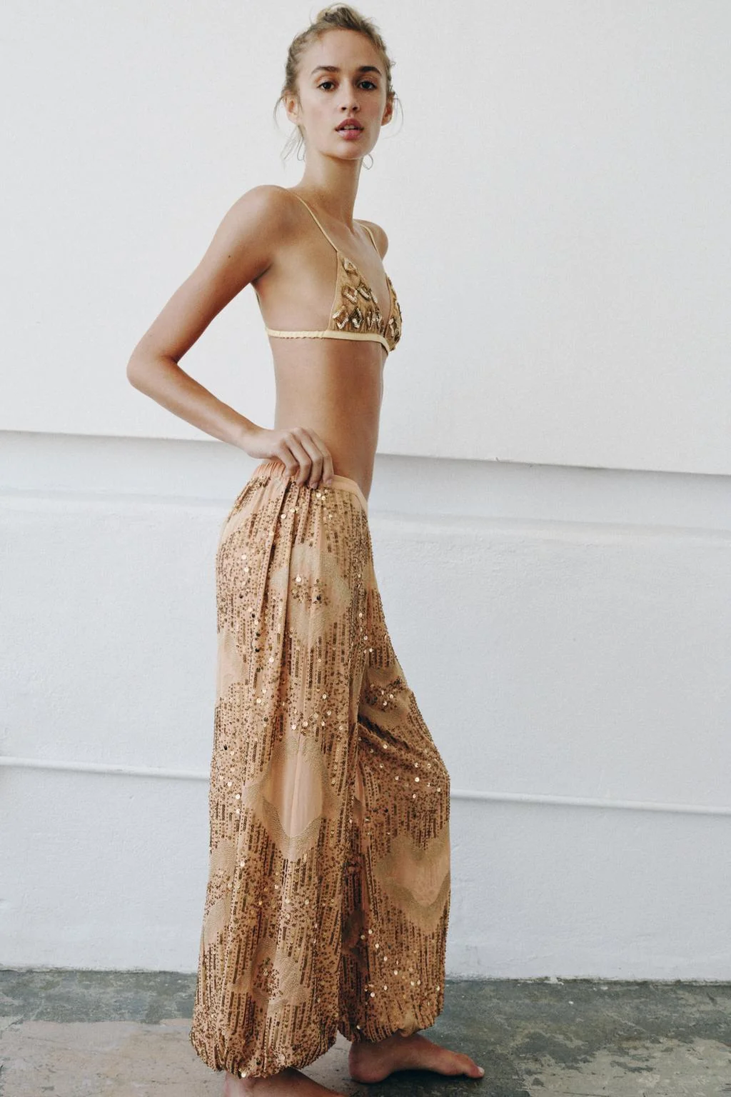 BEADED AND SEQUINNED SAROUEL TROUSERS