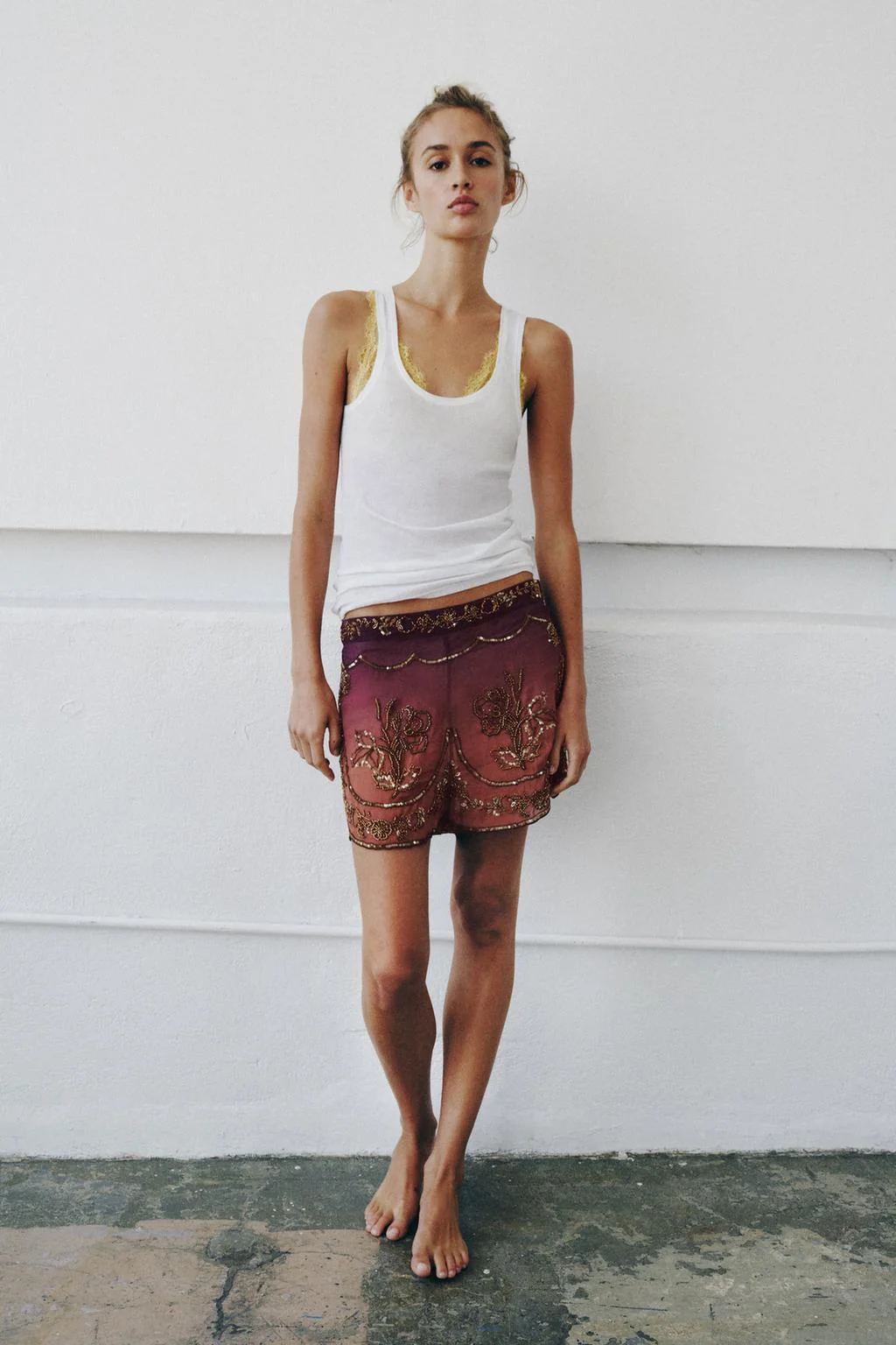 LIMITED EDITION TIE-DYE PRINT BEADED SHORTS