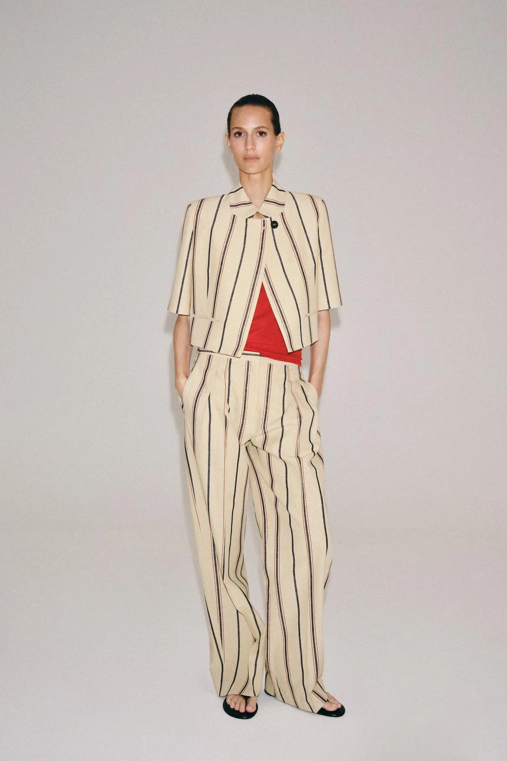 ZW COLLECTION STRIPED PLEATED TROUSERS