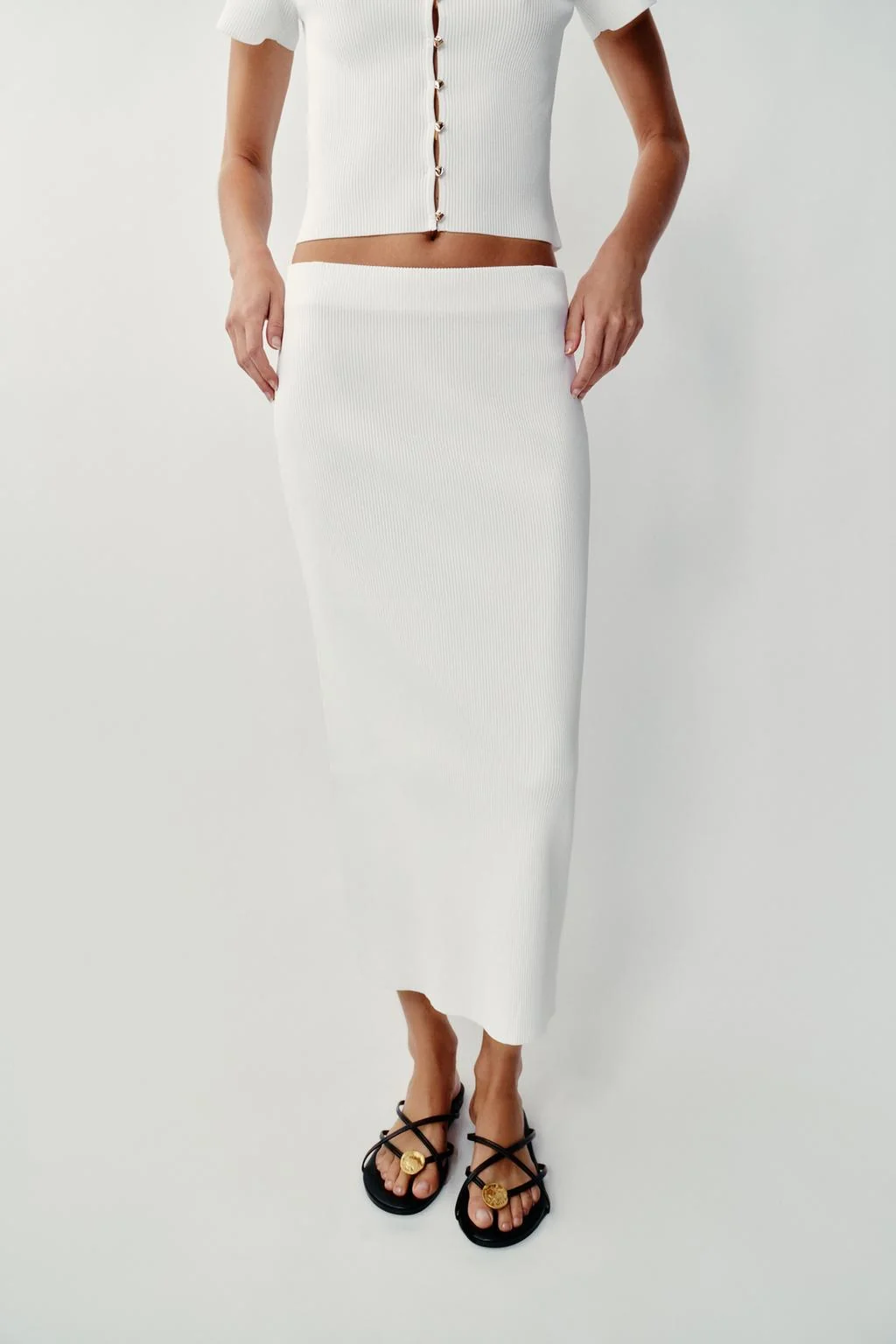 RIB KNIT MIDI SKIRT