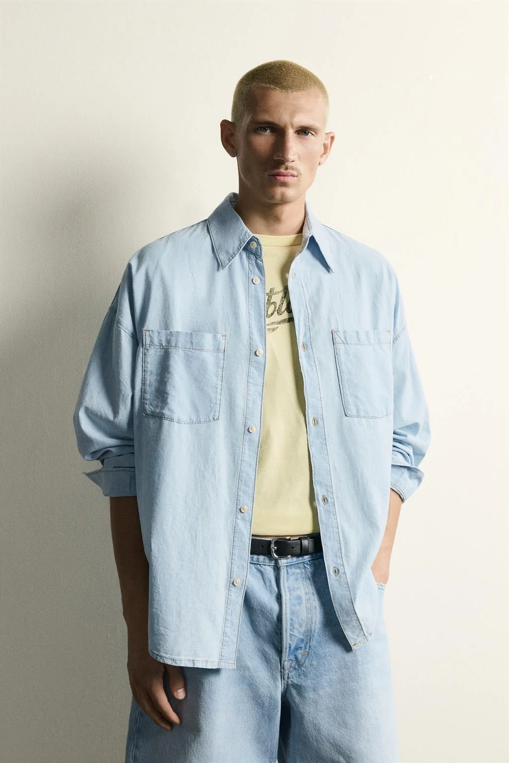 LIGHTWEIGHT FADED DENIM SHIRT