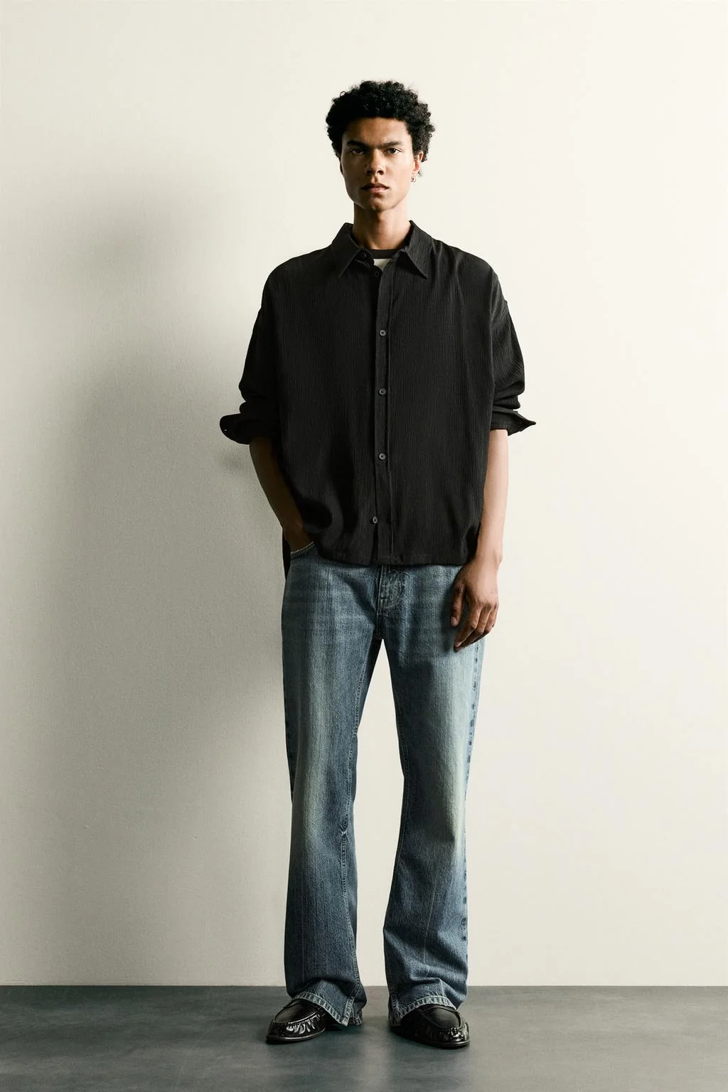 TEXTURED RELAXED FIT OVERSHIRT