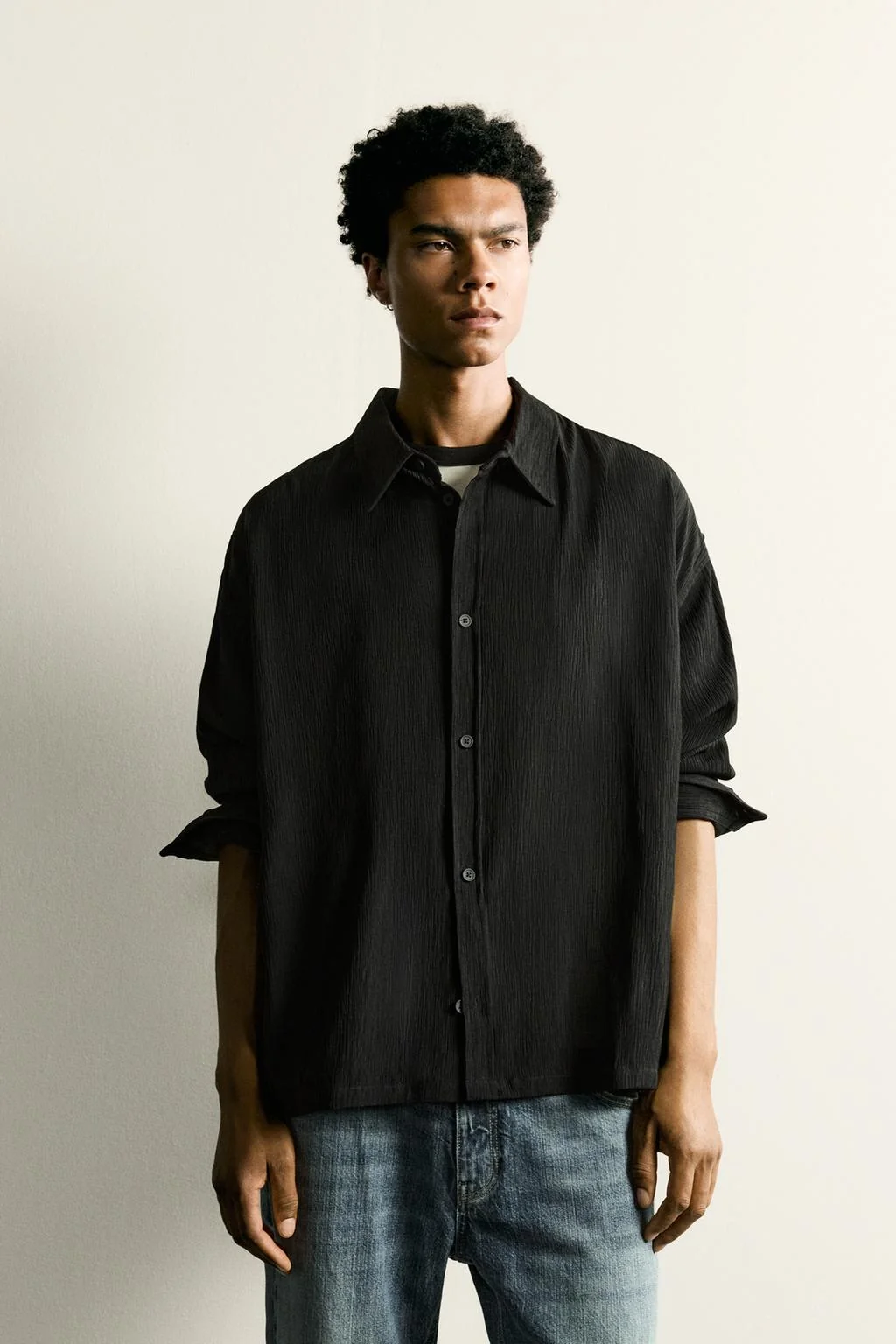 TEXTURED RELAXED FIT OVERSHIRT