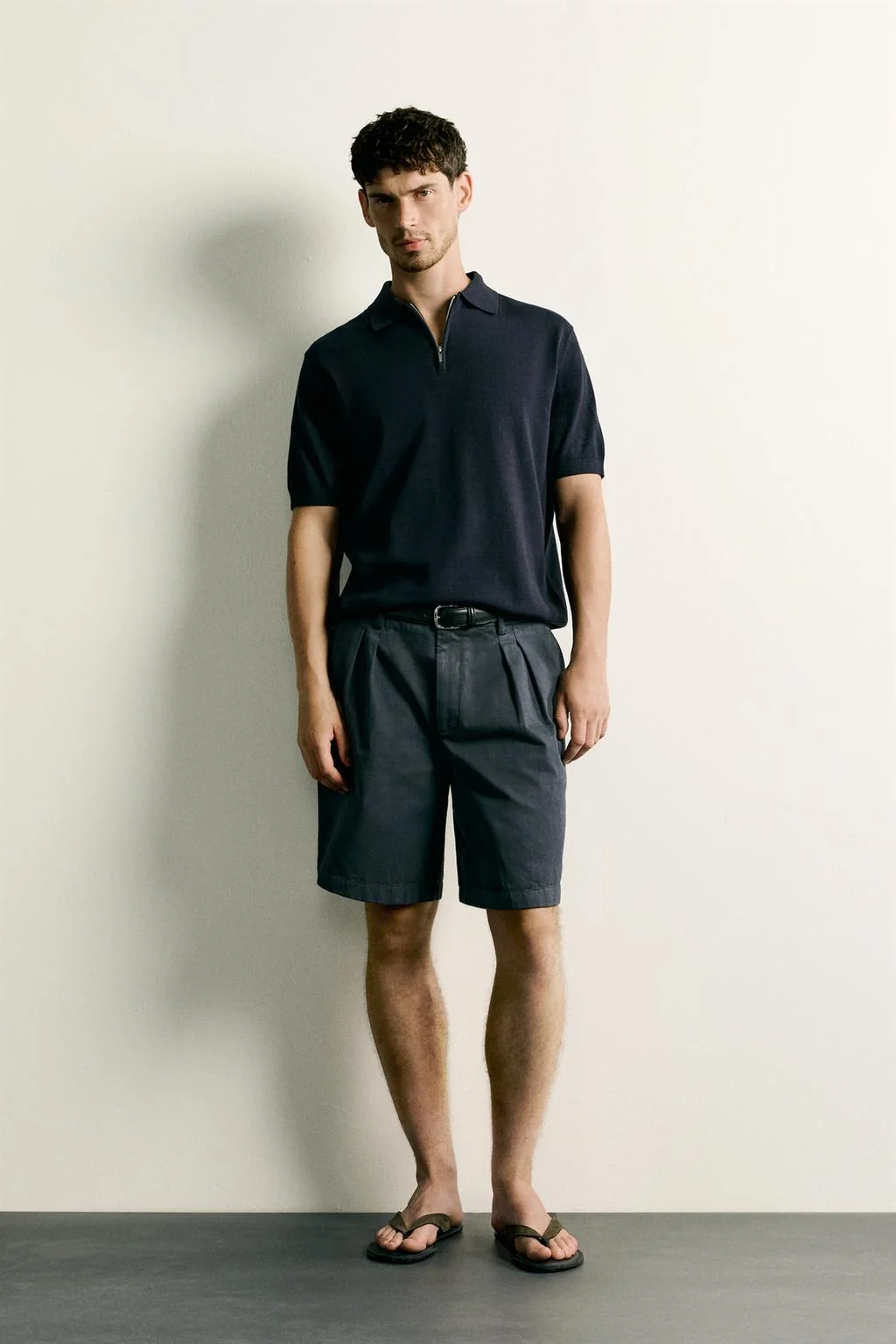 REGULAR FIT KNIT ZIP POLO SHIRT