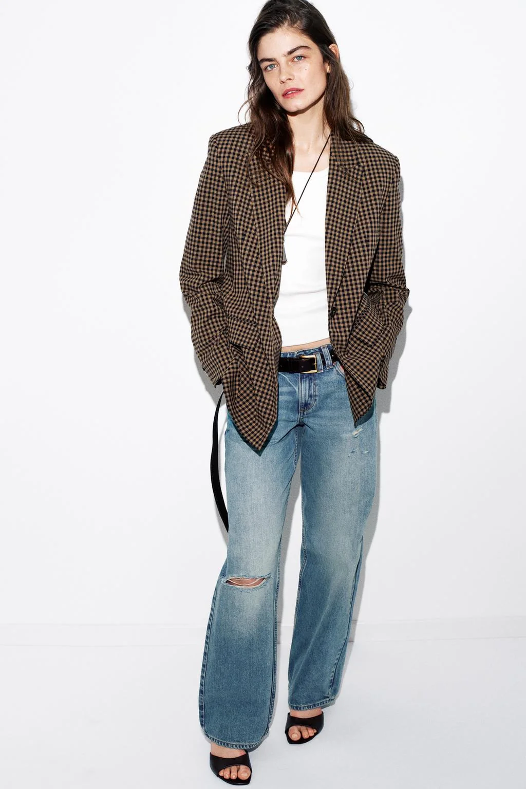 Z1975 прямые низкие джинсы с потёртостями — ПРЯМОКРОЙНЫЕ