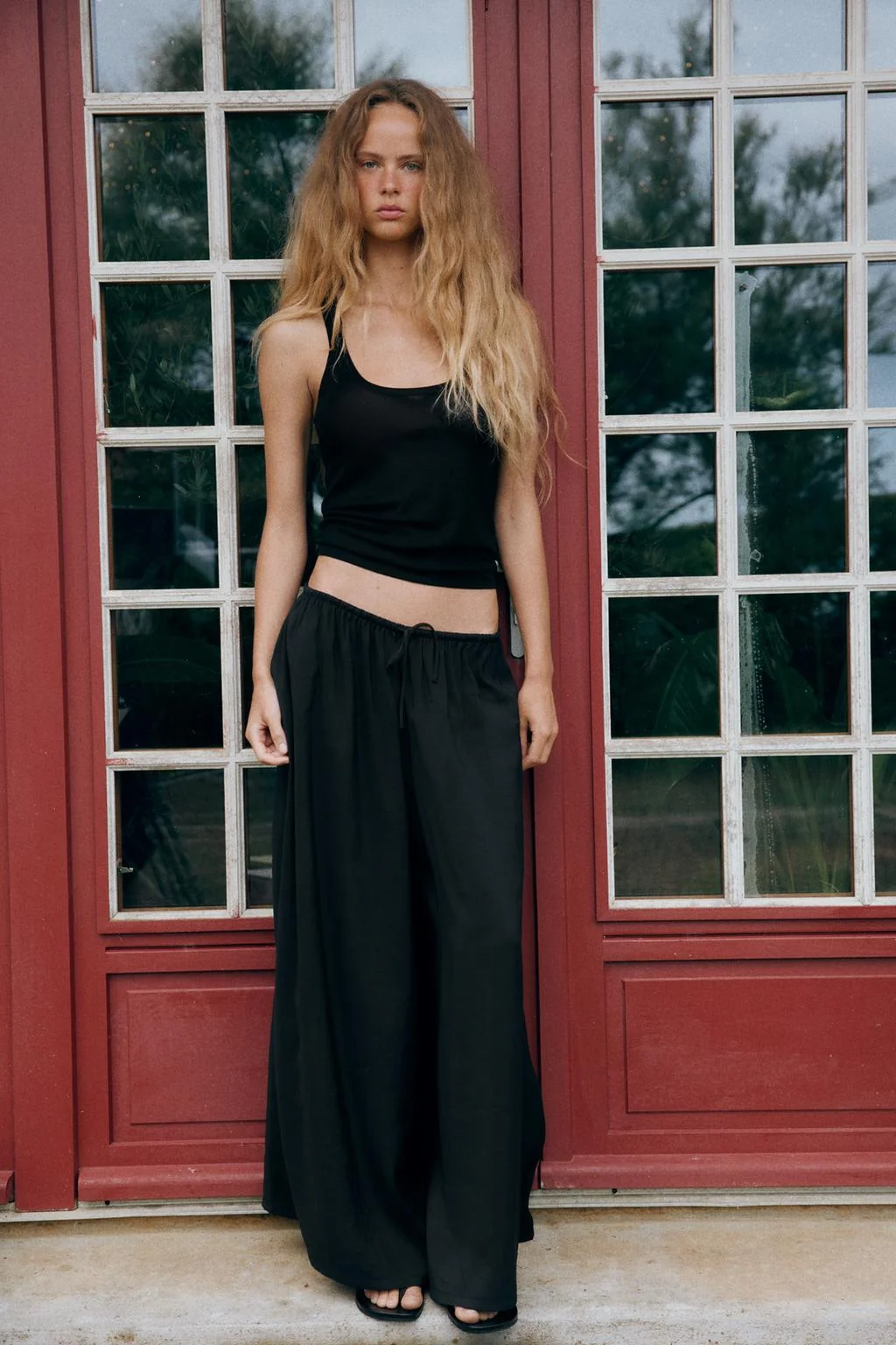 FLOWING DRAWSTRING PALAZZO TROUSERS