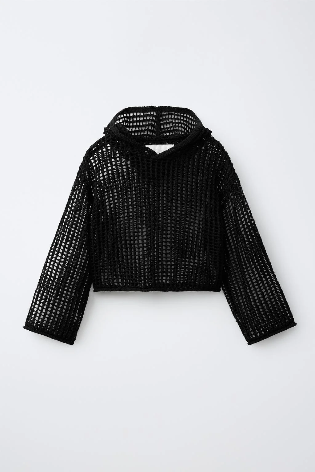OPEN-KNIT HOODED JUMPER