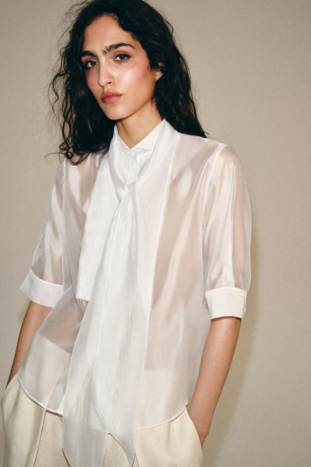 ZW COLLECTION SHORT SLEEVE SHIRT WITH TIE