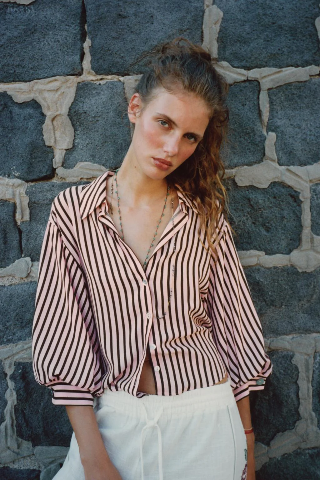 STRIPED PUFF SLEEVE SHIRT