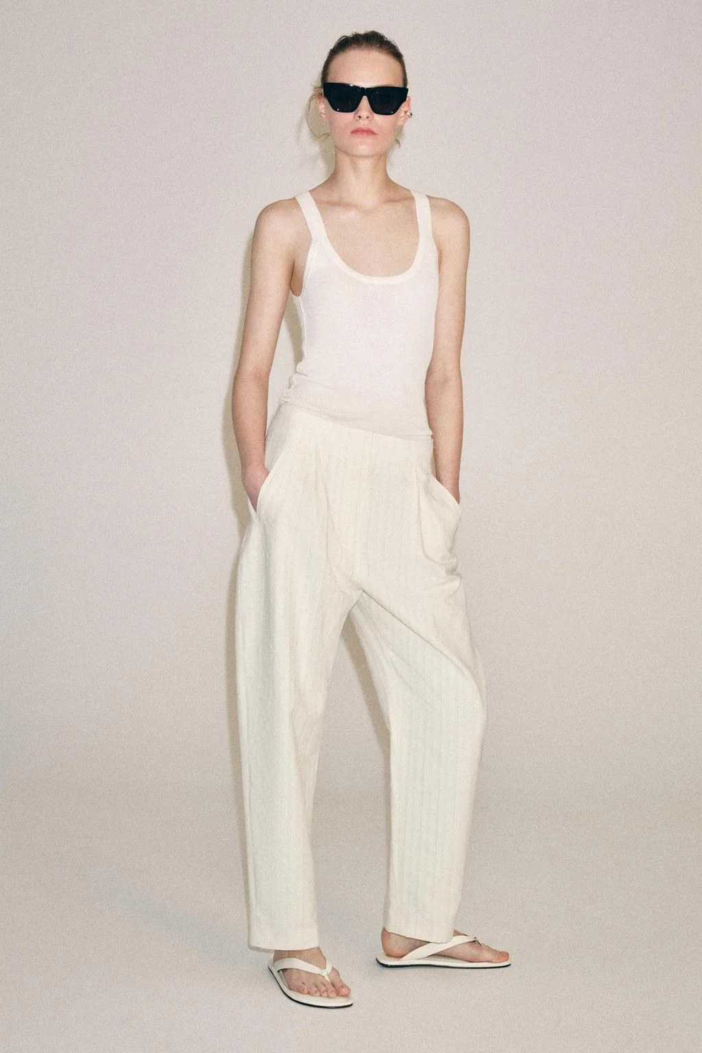 ZW COLLECTION STRIPED BARREL TROUSERS