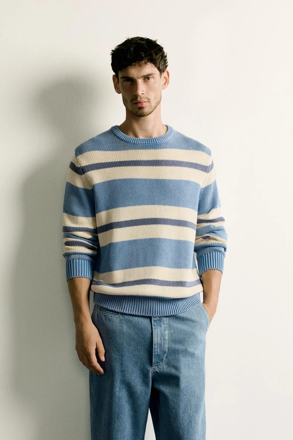 WASHED STRIPED JACQUARD REGULAR FIT JUMPER