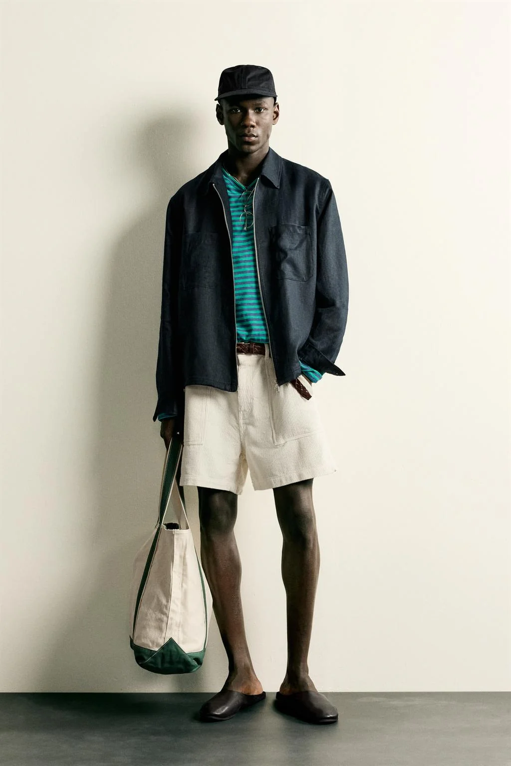100% LINEN ZIP-UP OVERSHIRT