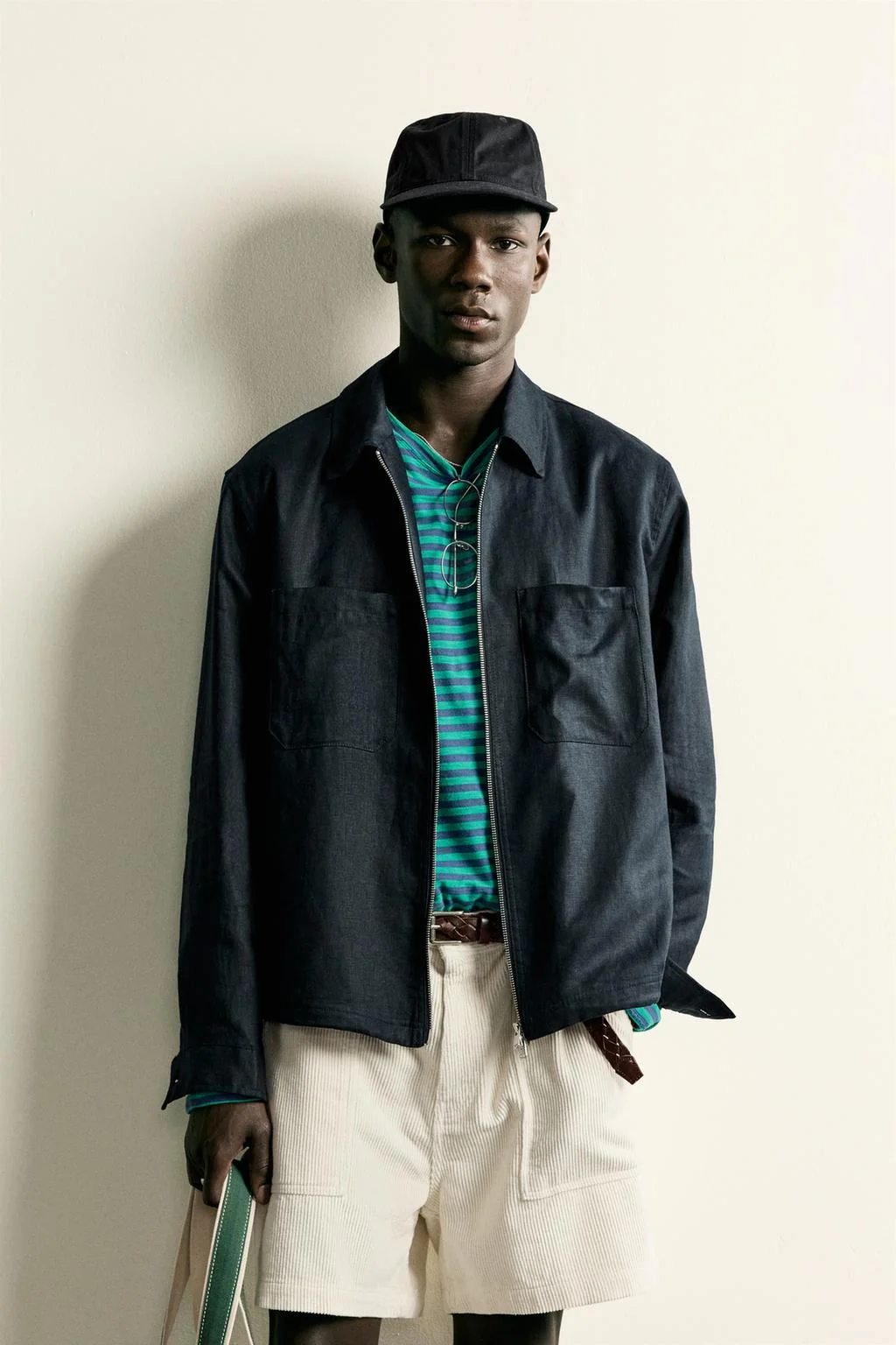 100% LINEN ZIP-UP OVERSHIRT