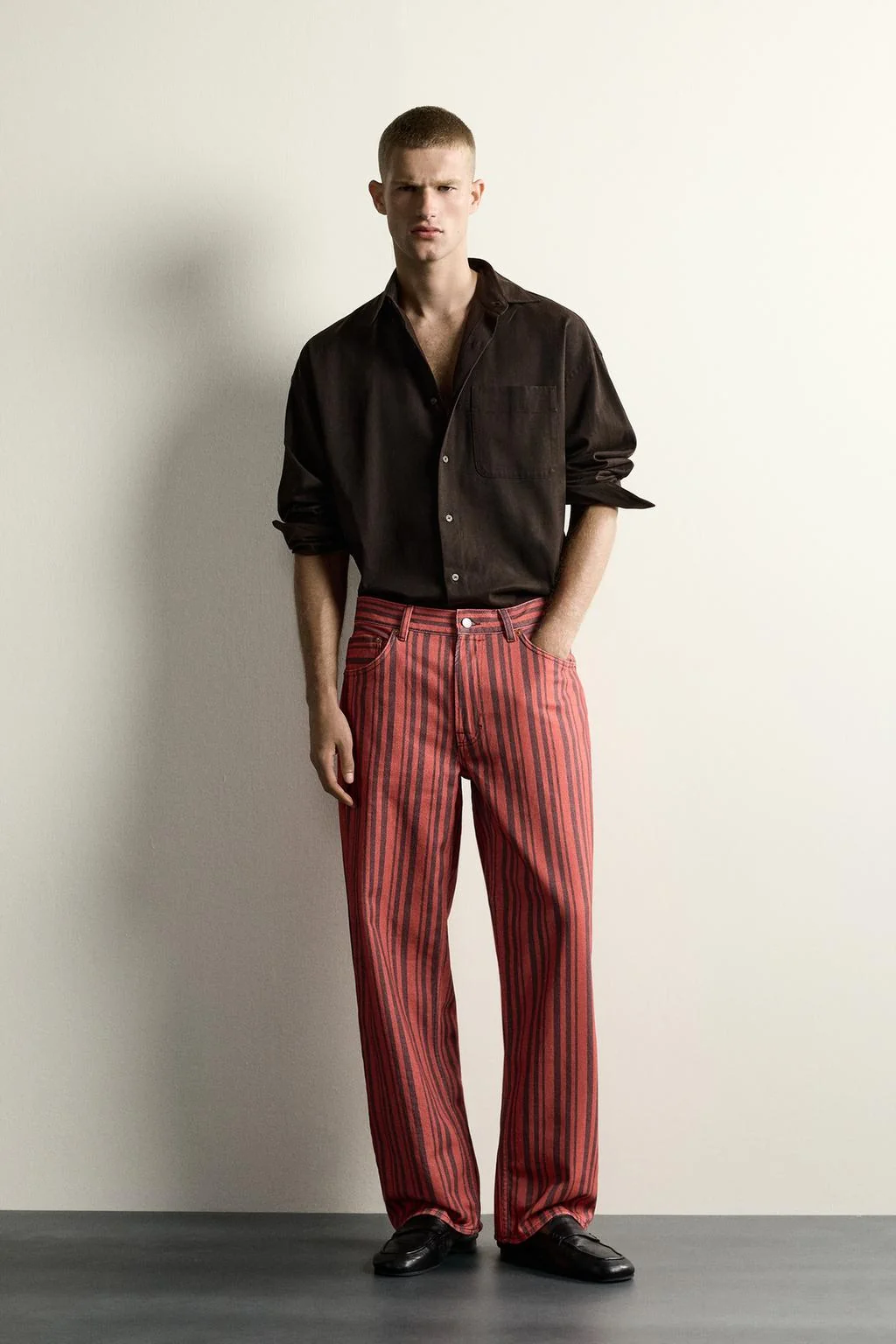 STRIPED STRAIGHT-LEG TROUSERS