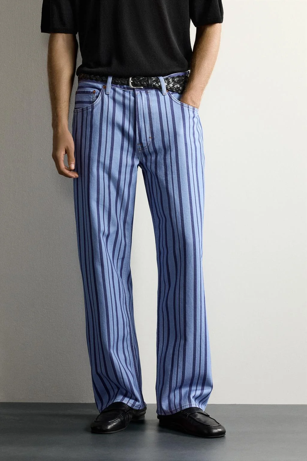 STRIPED STRAIGHT-LEG TROUSERS