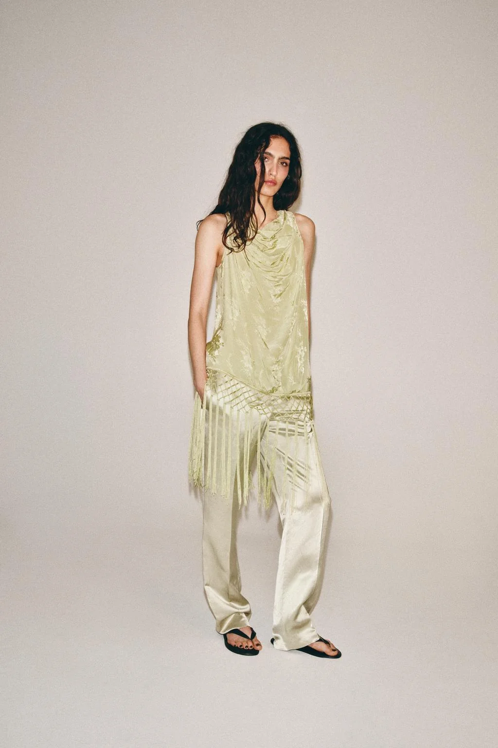 ZW COLLECTION JACQUARD FRINGED TOP