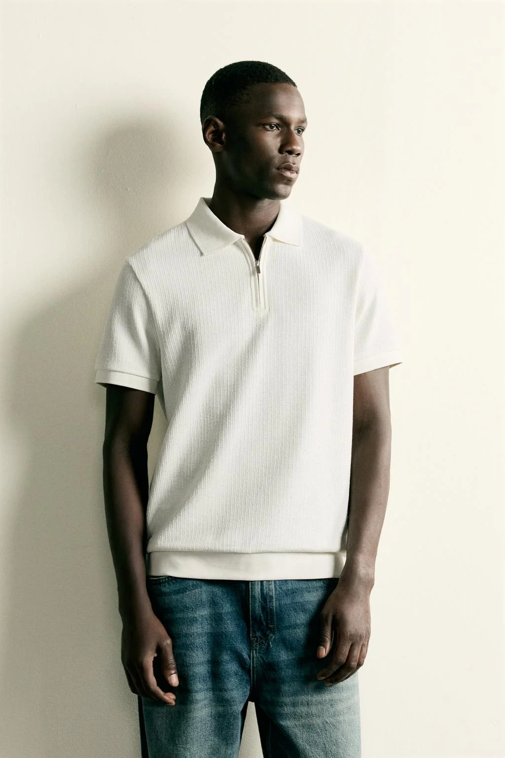 REGULAR FIT ZIP POLO SHIRT