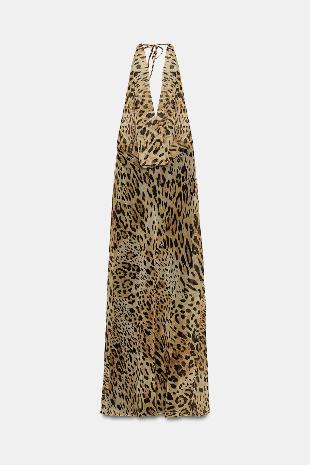 ANIMAL PRINT GEORGETTE HALTER LONG DRESS