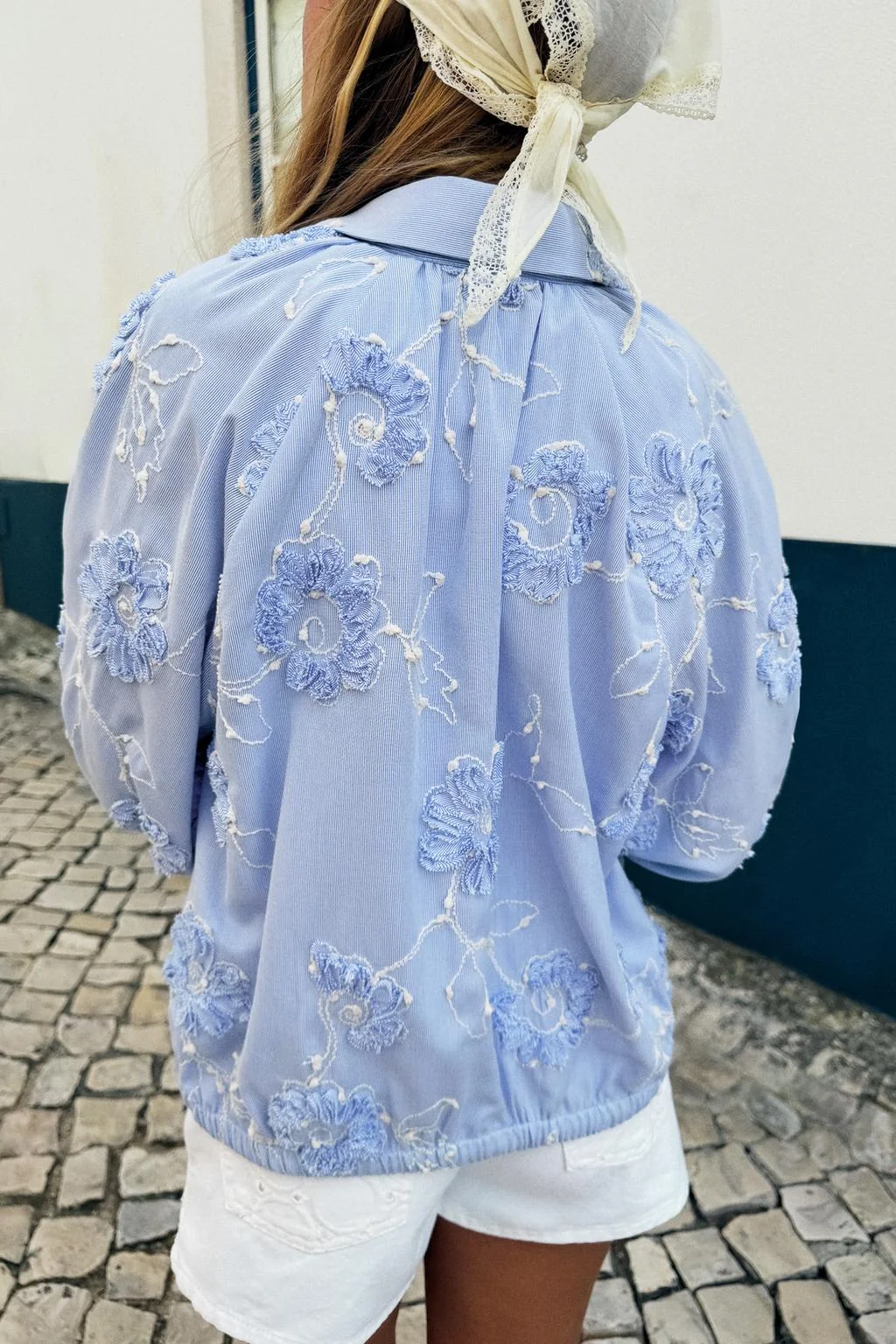 TEXTURED FLORAL EMBROIDERED SHIRT