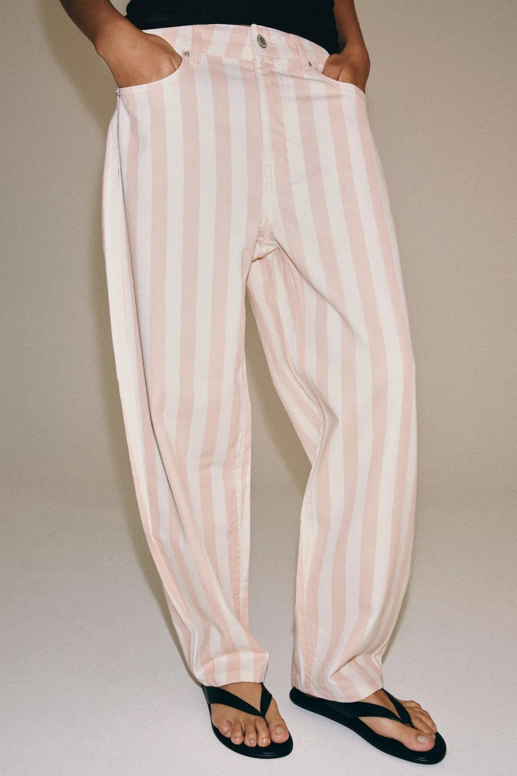 ZW COLLECTION TAPERED MID-WAIST STRIPED JEANS