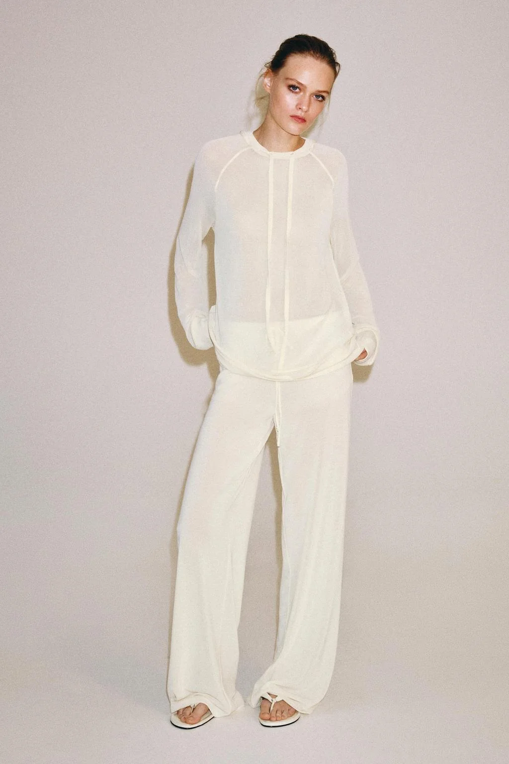 SEMI-SHEER FLOWING TROUSERS
