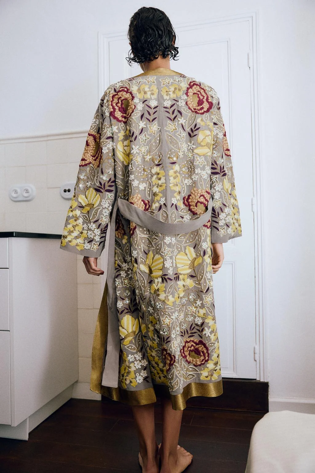 LIMITED EDITION EMBROIDERED FLORAL BEADED KIMONO
