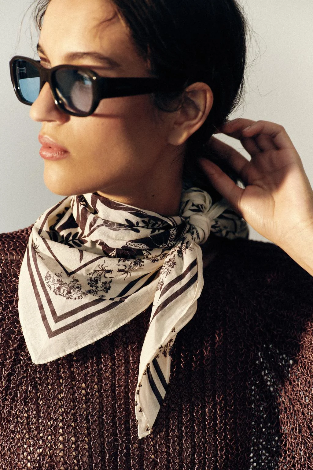 PAISLEY PRINT BEADED SCARF