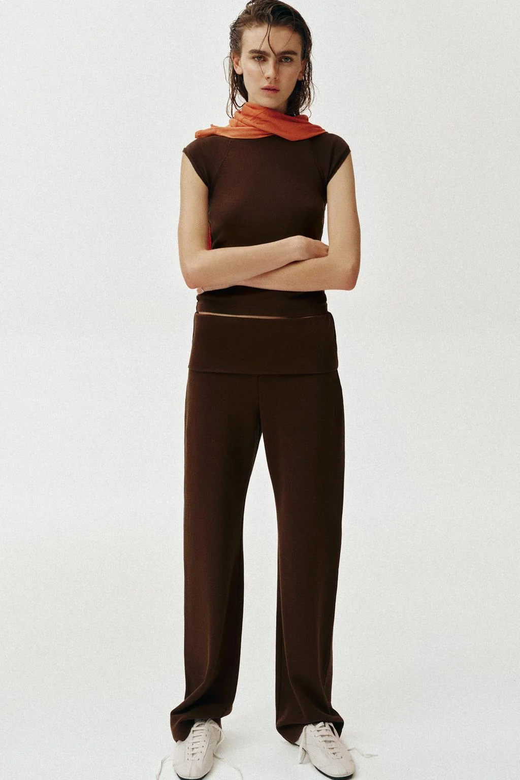 Брюки интерлок с эффектом потёртости