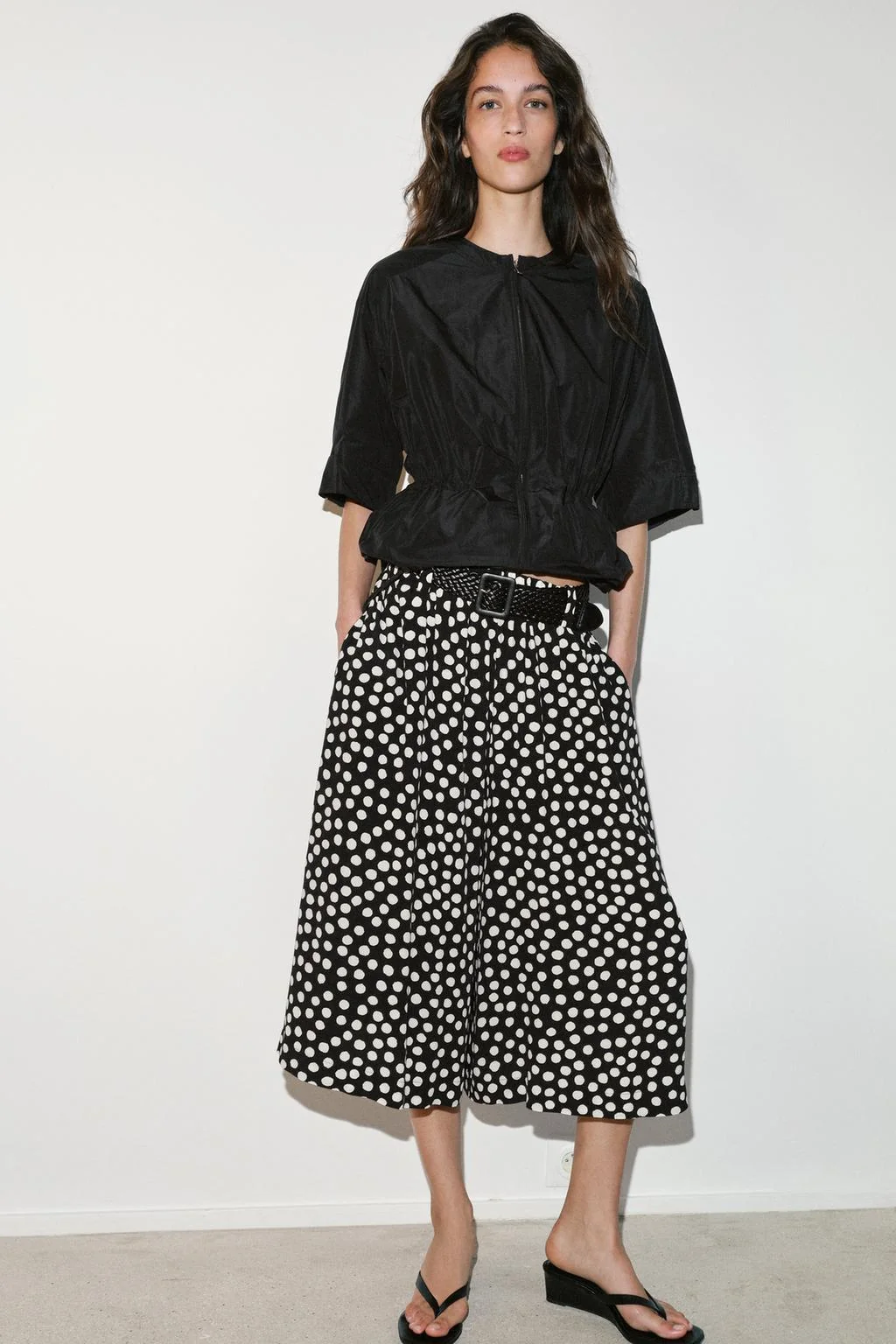 Кюлоты с поясом и точками — Чёрный