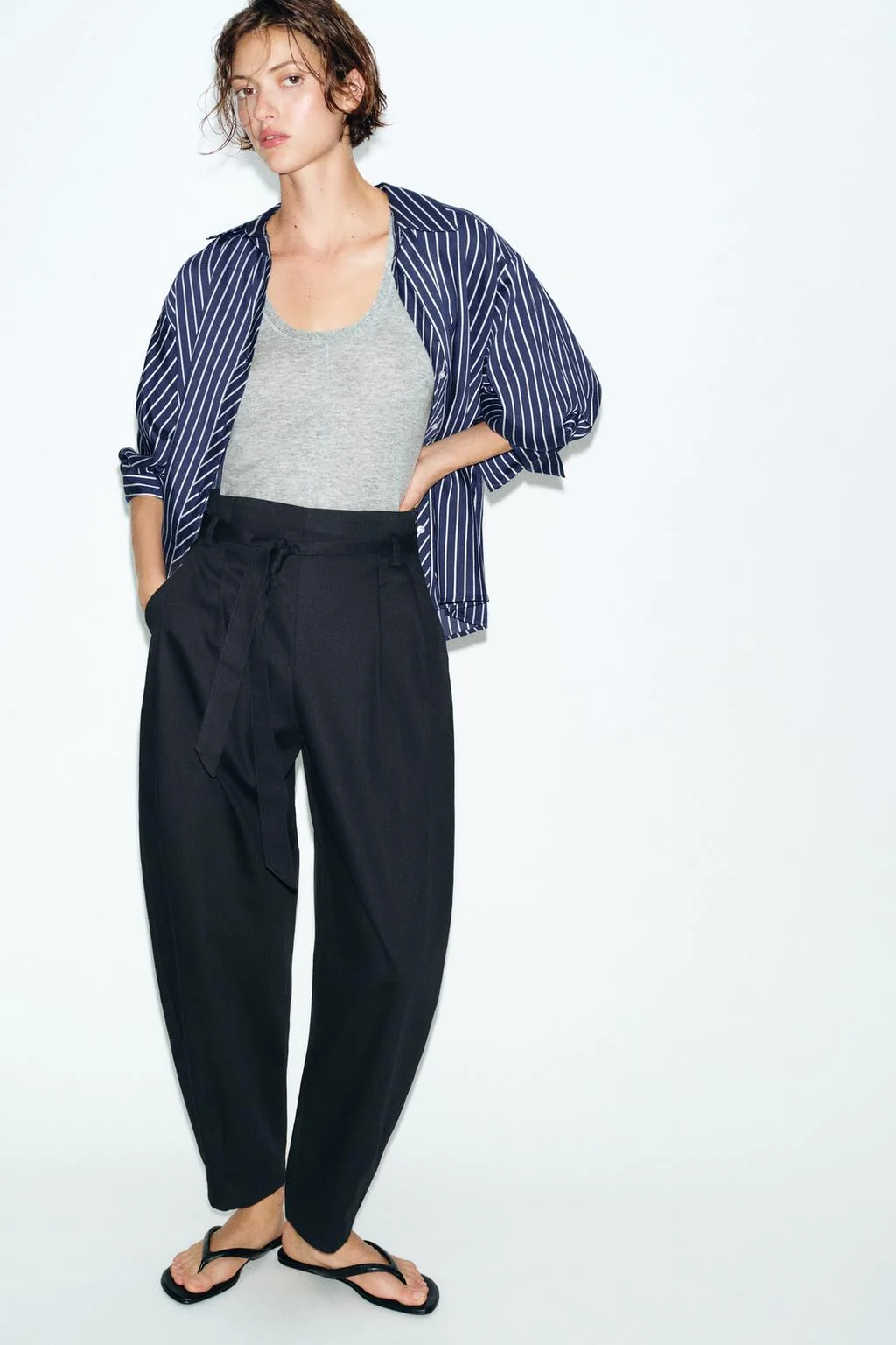 Брюки-пэйпербэг с поясом