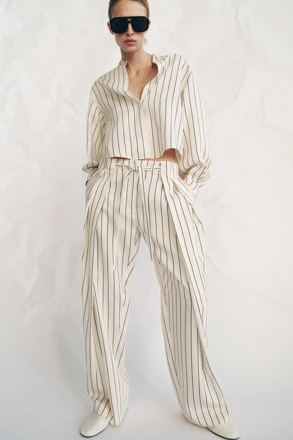 Полосатые брюки со складками из коллекции ZW