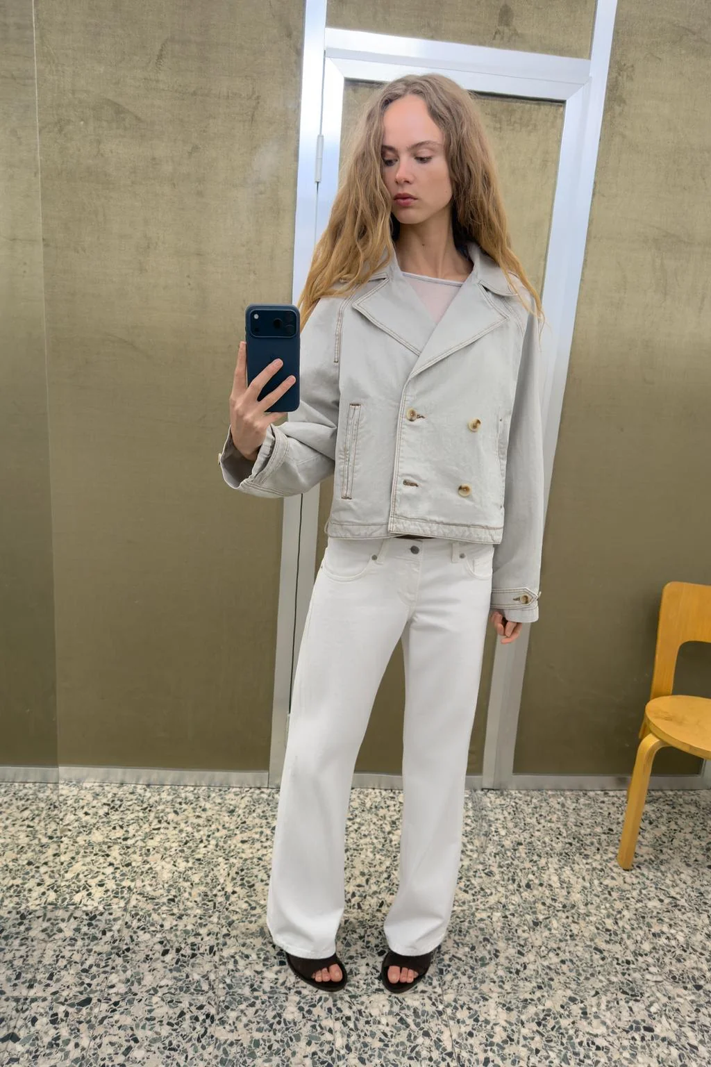 Куртка с эффектом потёртости в ёлочку