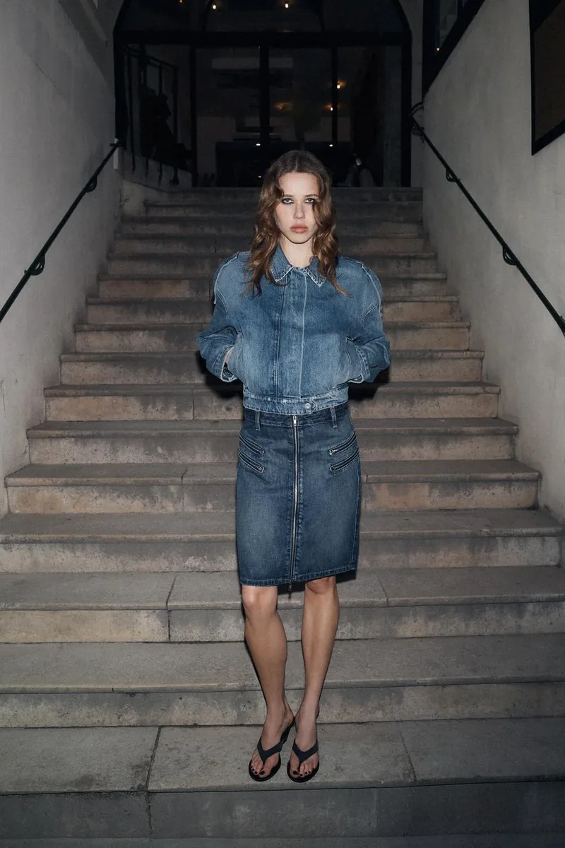 Деним-куртка с хлястиками