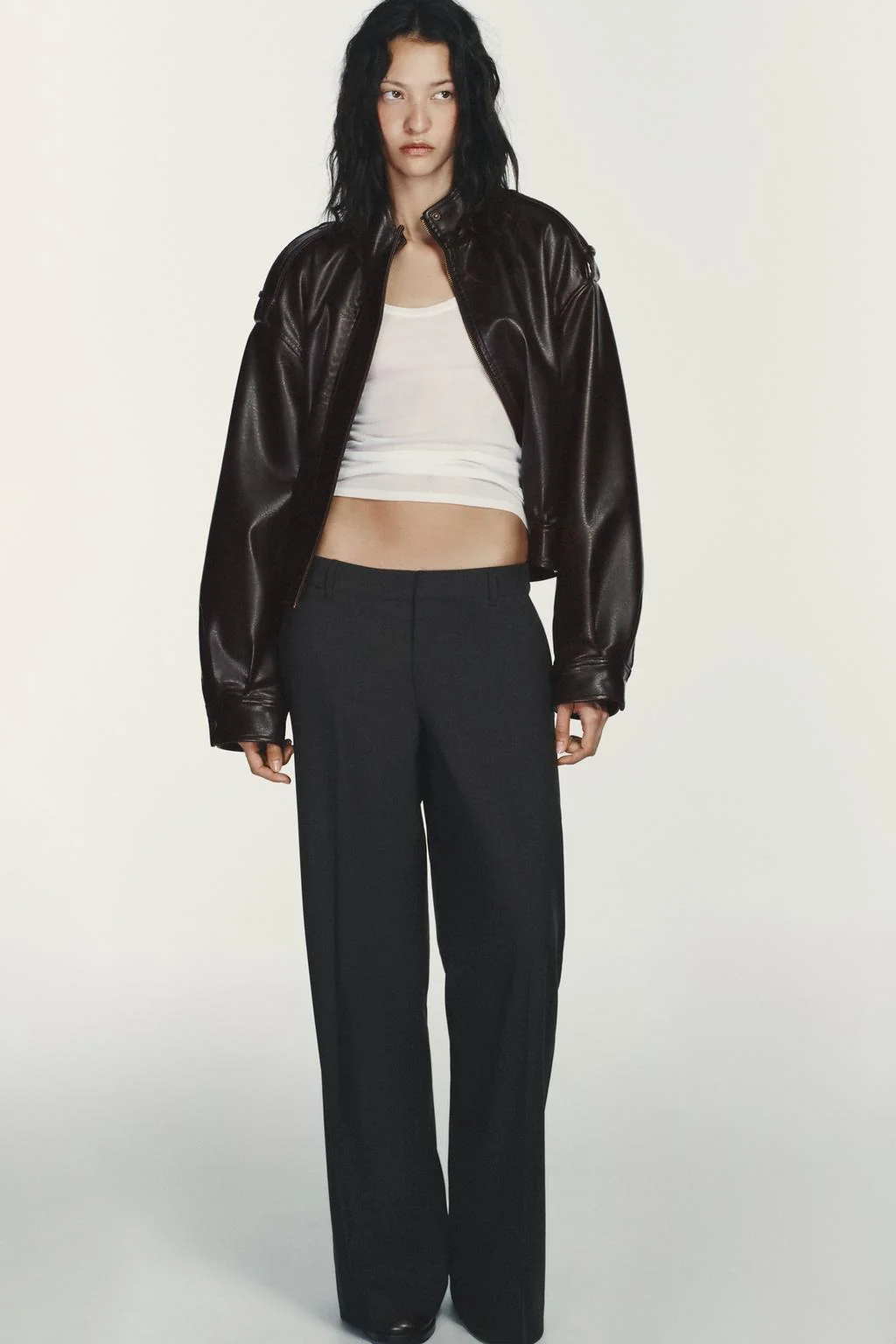 Полосатые расклешённые брюки с низкой посадкой