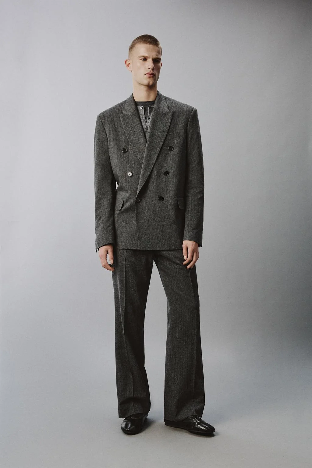 Пиджак двубортный пинстрайп костюмный — Тренд