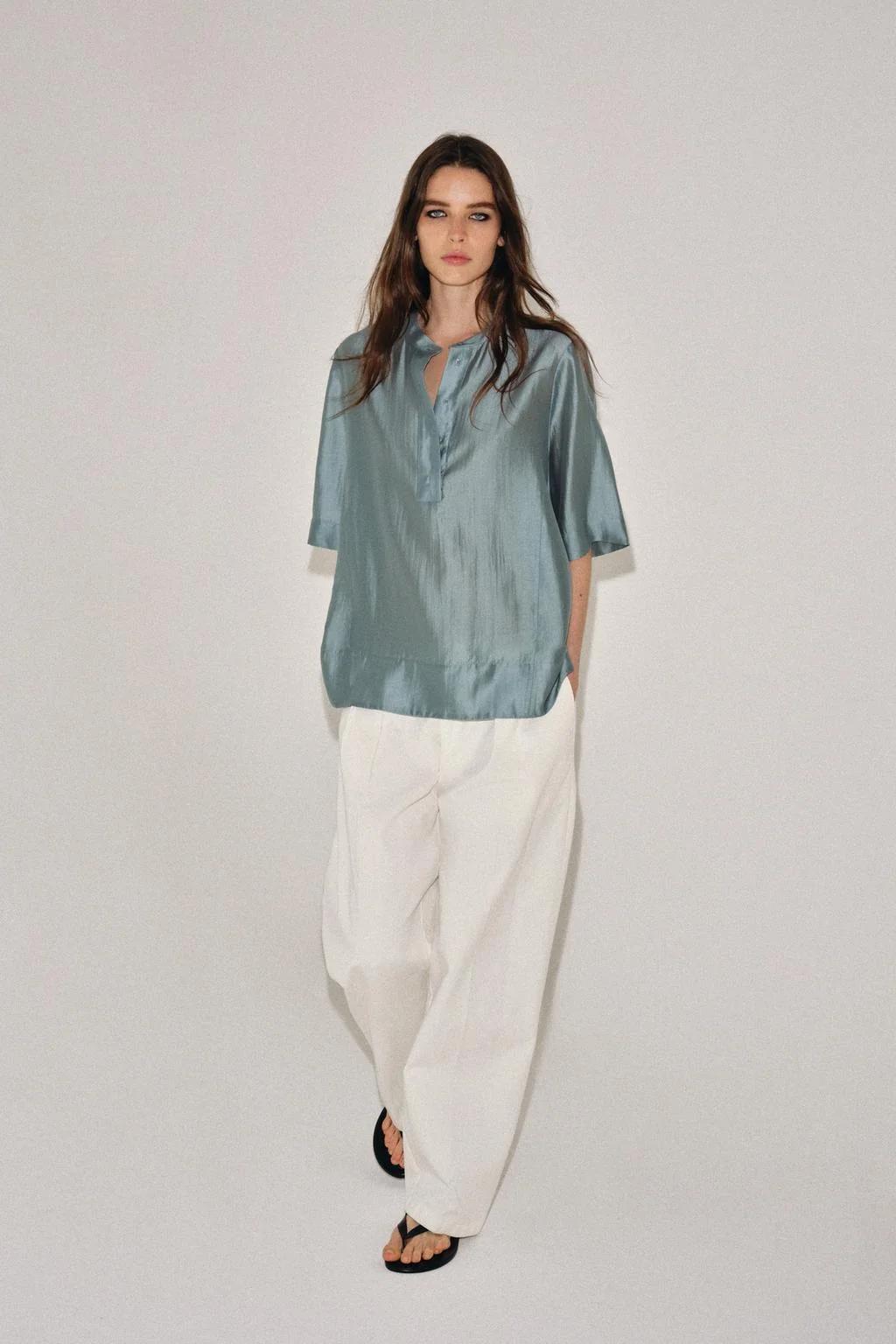 ZW COLLECTION FLOWING SHORT SLEEVE BLOUSE