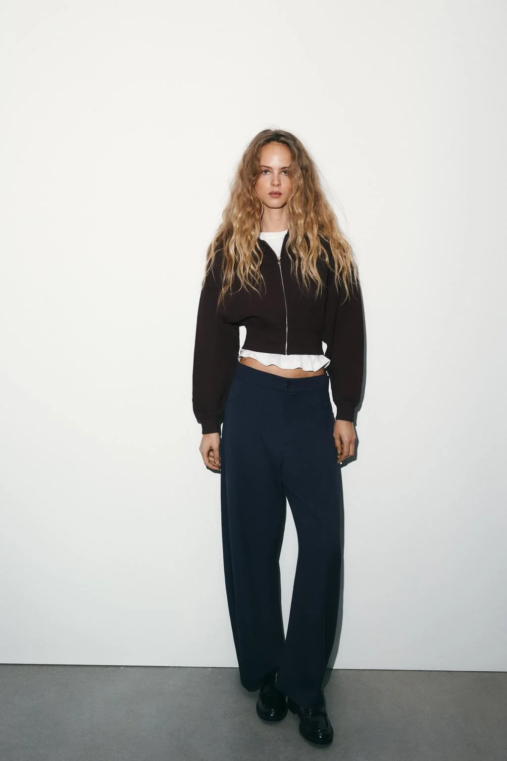 Широкие брюки в тонкую полоску с эффектом баллон — Нижняя одежда