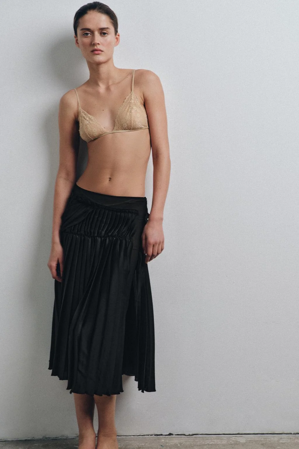 Юбка миди комбинированная со складками