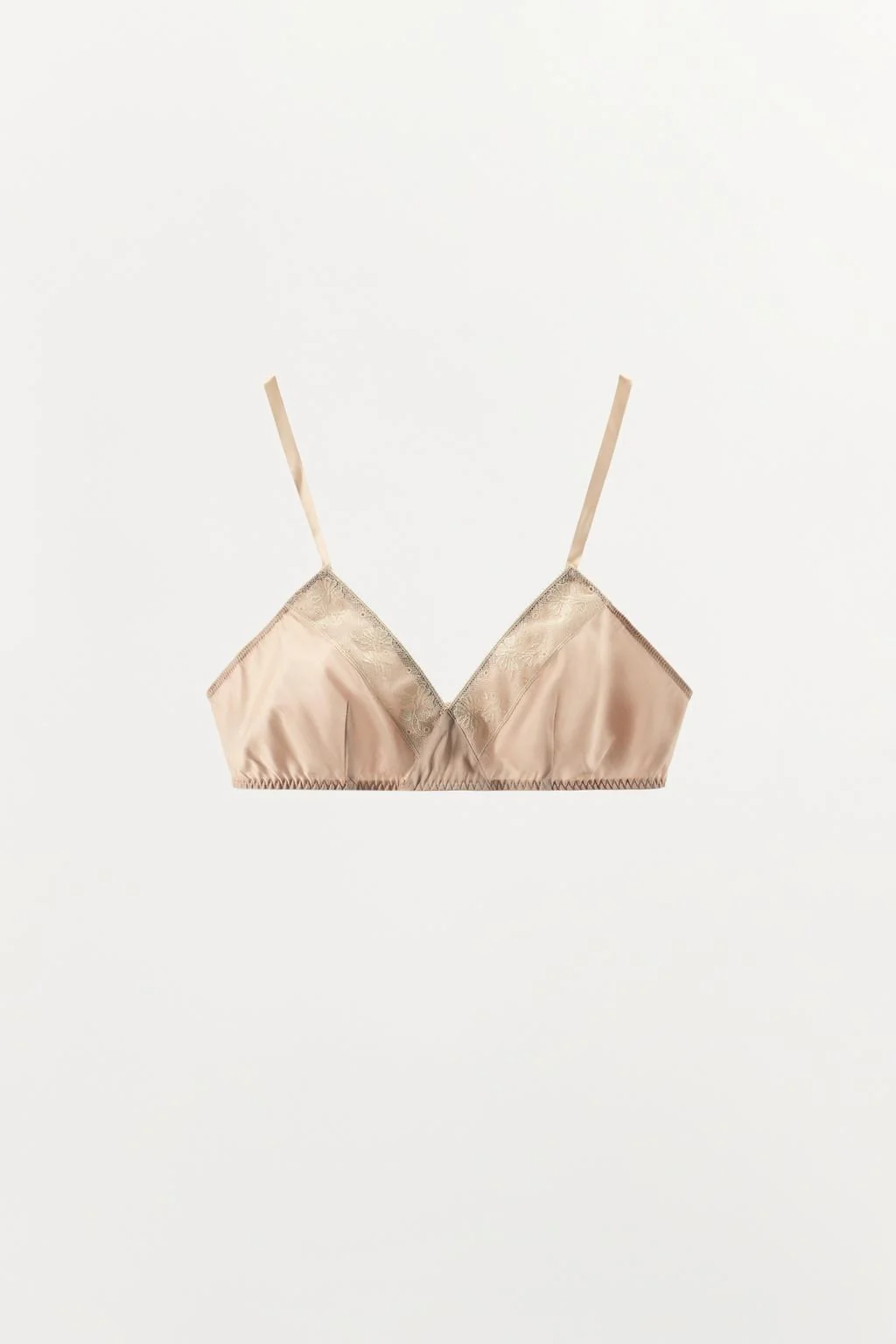 Шелковый треугольный бралетт с кружевной окантовкой