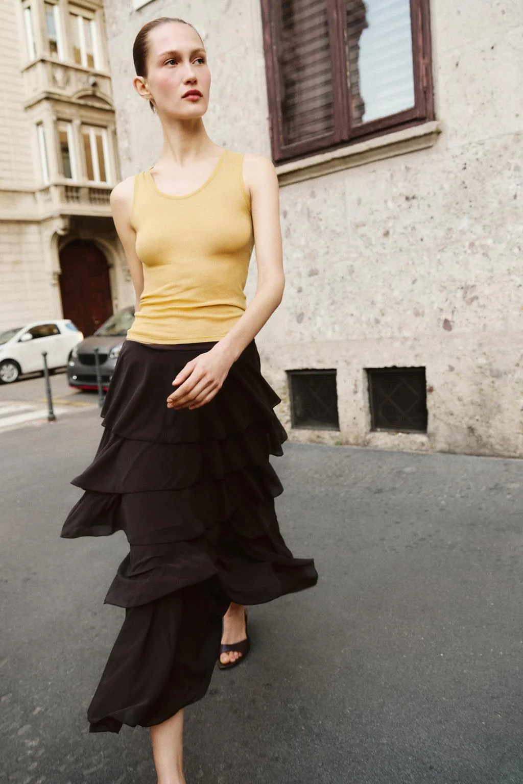 Юбка миди с оборками