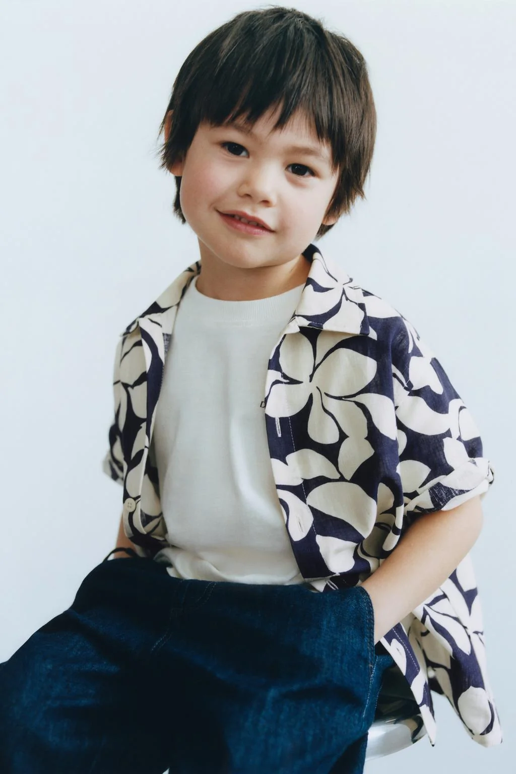 Рубашка из хлопка и льна с цветочным принтом — Комплекты