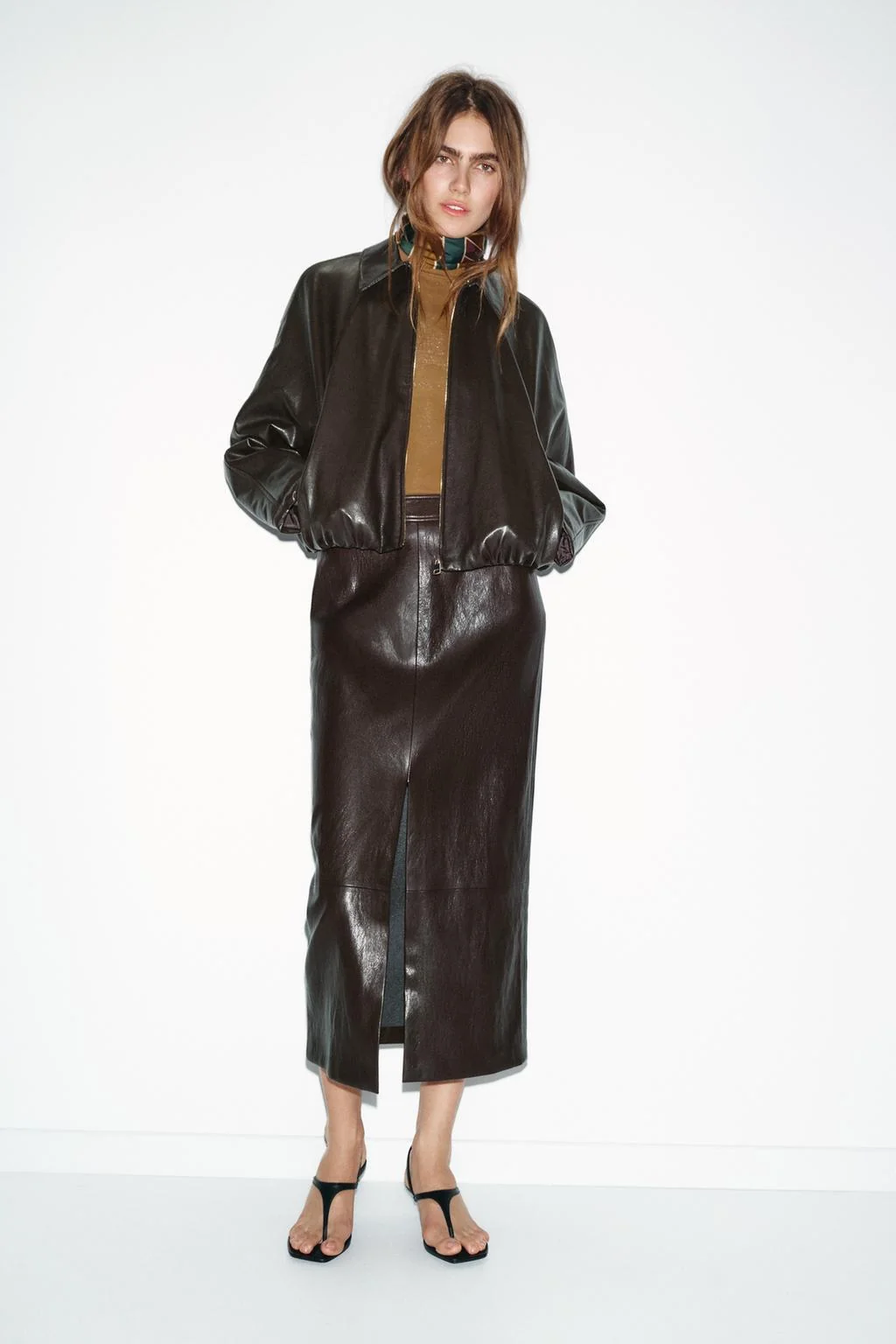 Юбка-миди из искусственной кожи