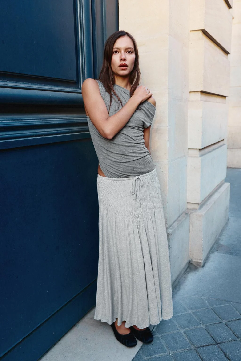 Юбка миди с сборкой