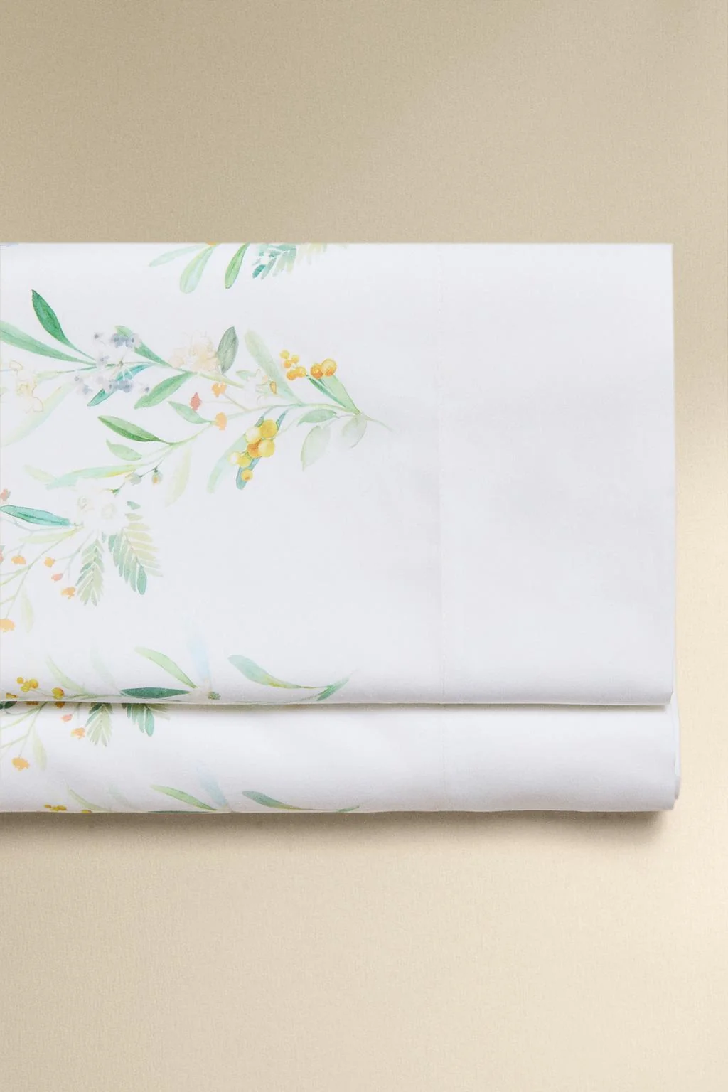 Простыня на резинке из сатина с лиственным и цветочным принтом — Постельное бельё