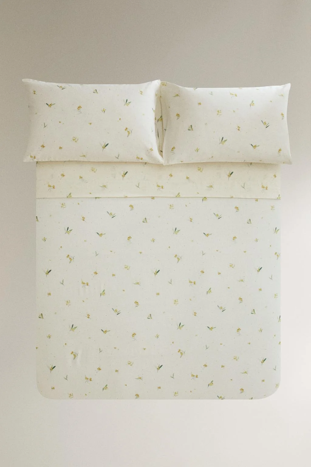 Покрытие для одеяла из льна и хлопка с принтом мимозы — Постельное бельё