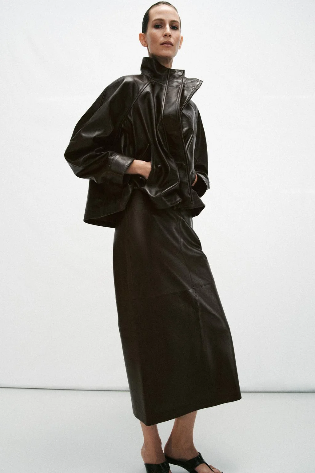 Юбка миди ЗВ КОЛЛЕКЦИЯ из 100% кожи — Кожа